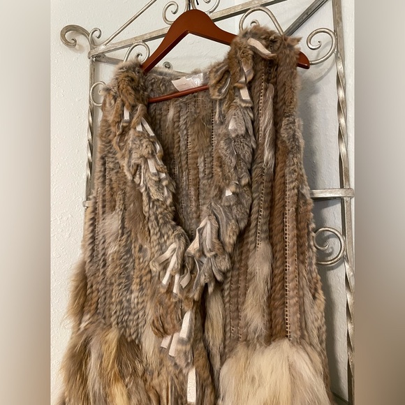 Alberto Makali Real Rabbit Fur & Fringe Knit Vest - Picture 2 of 10